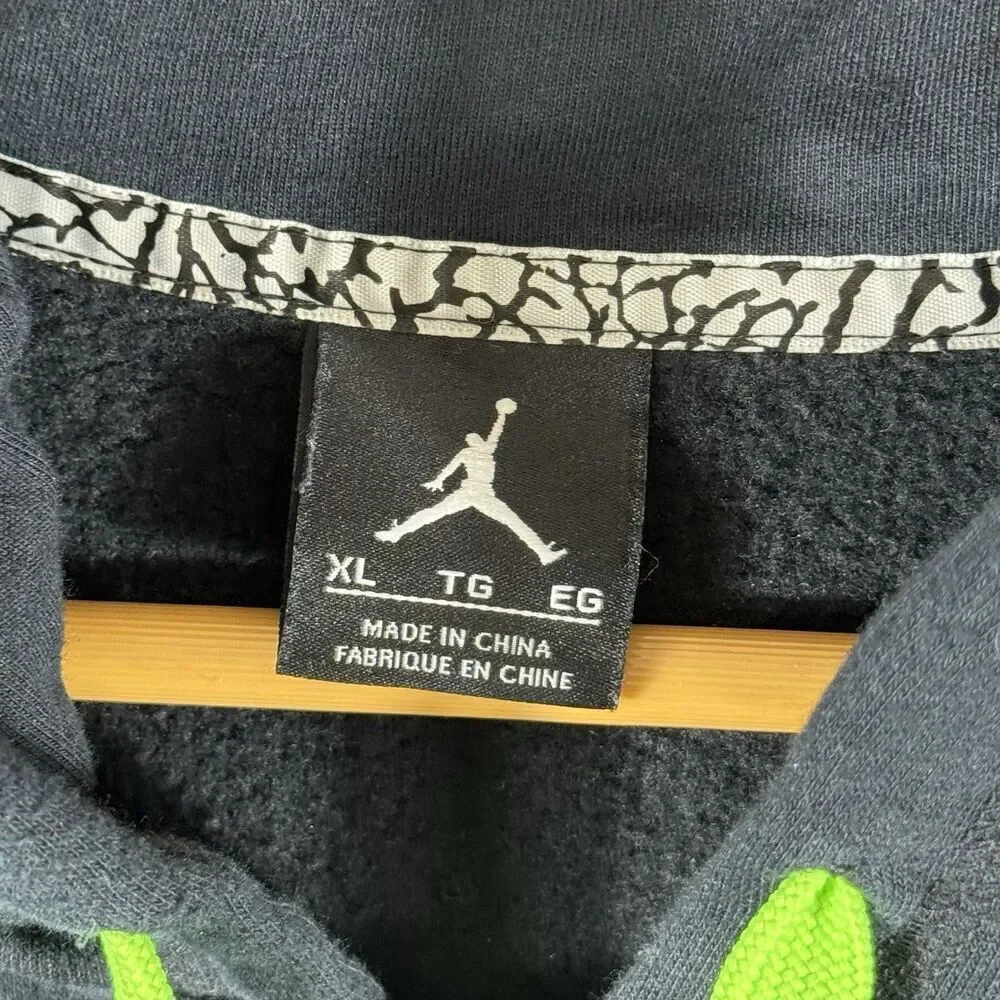 Jordan Men's XL Black Purple with Lime Green Logo Snap Button Hoodie Jacket